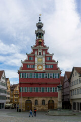 Fototapeta premium Old Town Hall in Esslingen am Neckar Germany Featuring Renaissance Gable and Astronomical Clock