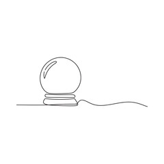 Obraz premium Simple one line drawing of a crystal ball resting on a small stand