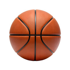 Fototapeta premium A single basketball with black lines stands in front of a white background