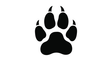 A stark black animal paw print is prominently displayed against a clean white background a striking silhouette high quality © Nupur02