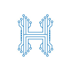 Technology Circuit Letter H Logo Representing Connectivity, Network, Innovation And Digital Systems