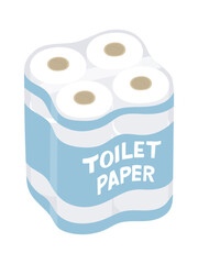 12 Roll Toilet Paper Pack Flat Illustration