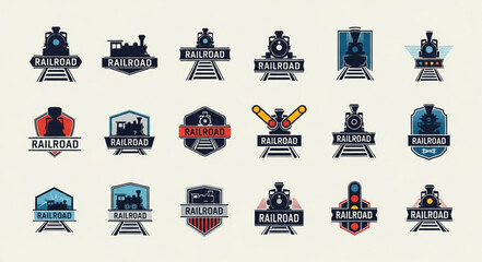 Collection of Vintage Railroad and Train Emblems and Logos. © Tanto