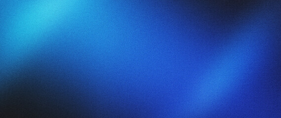 Blue blurred abstract gradient background with deep navy light cinematic grainy noise texture backdrop for modern digital design.
