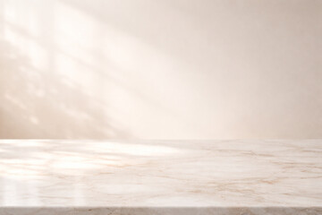 Fototapeta premium Sunlight streaming through clouds onto a marble surface in a serene environment viewed from the side 