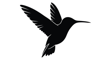 Fototapeta premium A striking black silhouette of a hummingbird in mid flight showcasing its delicate form and vibrant energy silhouette high quality