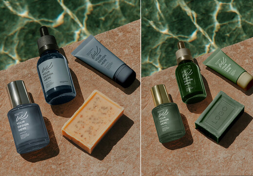 Natural Cosmetic Packaging Mockup Set by Pool