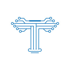 Technology Circuit Letter T Logo Representing Connectivity, Network, Innovation And Digital Systems