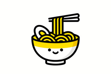 Cute Ramen Bowl with Chopsticks Minimal Food Vector Illustration
