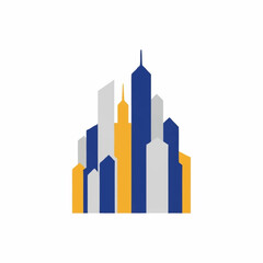 Modern Cityscape Skyline Abstract Geometric Design.