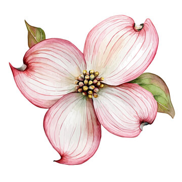 watercolor vector of Flowering Dogwood Flower , isolated on a white background.