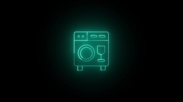 Neon blue retro boombox with black background