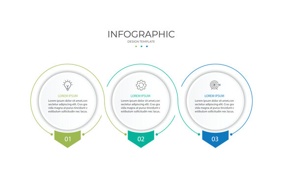 Business circle infographic template. Timeline with 3 options, steps, or processes. Business presentation. 