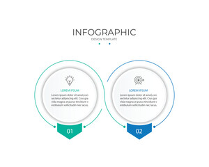 Business circle infographic template. Timeline with 2 options, steps, or processes. Business presentation. 