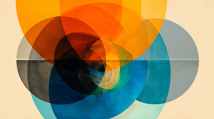 Obraz premium Bold Overlapping Transparent Circles Abstract Color Composition