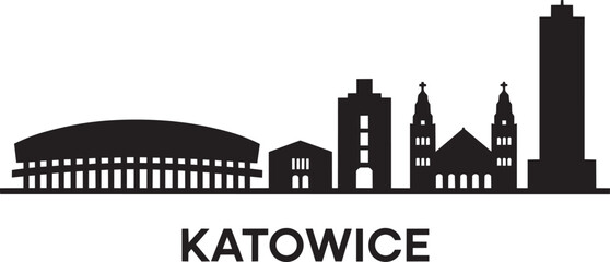 Fototapeta premium Katowice poland vector skyline with landmarks and buildings as city silhouette illustration