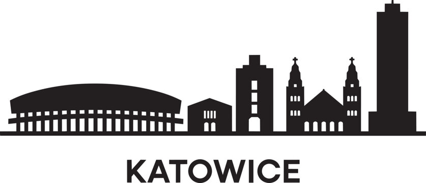 Katowice poland vector skyline with landmarks and buildings as city silhouette illustration