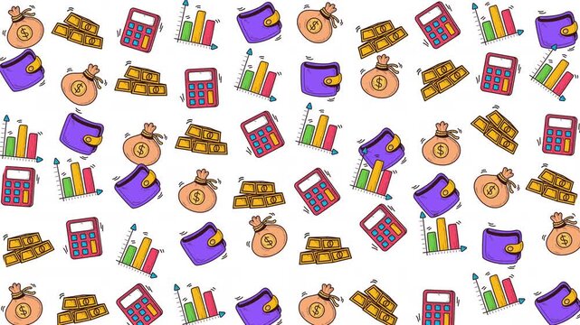 Money pattern coins bills financial business white background currency concept design wealth finance illustration assets financial services.
