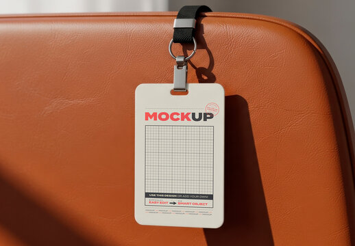 Id Card on Leather Chair Mockup