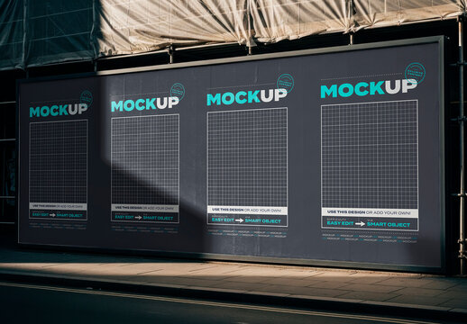 Horizontal Street Sign on Industrial Construction Site Mockup