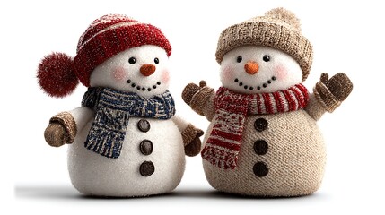 Cute Snowman Figurines Winter Holiday Vector Illustration