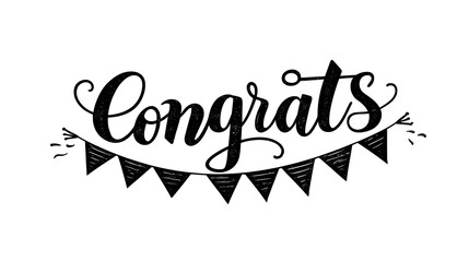Congrats Calligraphy Banner Celebration Vector Illustration