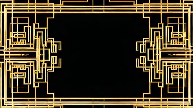 Ornate Gold Geometric Pattern &ndash; Art Deco Design Element, Decorative Border, Vintage Frame, Elegant Backdrop for Graphic Design