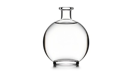 Obraz premium Elegant Clear Glass Bottle with Minimalist Design on a Clean White Background Display