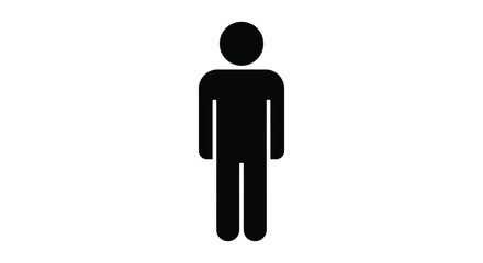 A simple black graphic depicts a generic human figure standing upright against a white background silhouette high quality professional © Tushar02