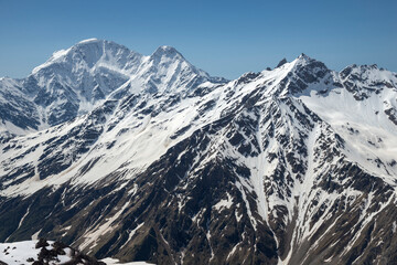 Snow-white peaks of the Caucasus Mountains. Republic of Kabardino-Balkaria, Russia