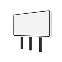 Fototapeta premium A large blank billboard standing on three poles in a minimalist design. isolated on transparent background
