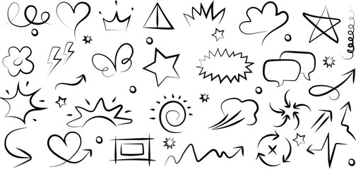 Obraz premium Collection of hand drawn shapes and symbols
