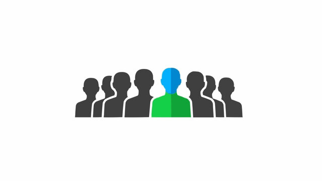 Unique Individual Standing Out from Group.