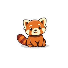 Fototapeta premium Cute Baby Red Panda Cartoon Character