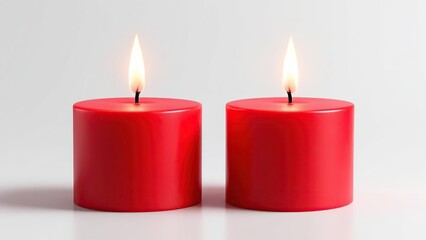 red burning candle on white and black background