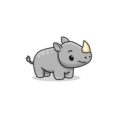 Obraz premium Cute Baby Rhino Cartoon Character