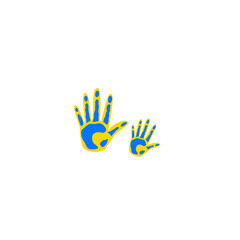 Obraz premium World Down Syndrome Day Blue and Yellow Handprints