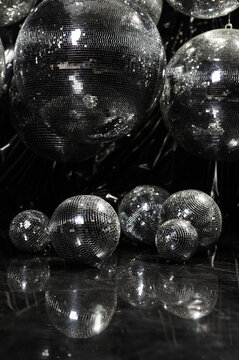 Disco mirrorball installation background creating nightlife atmosphere