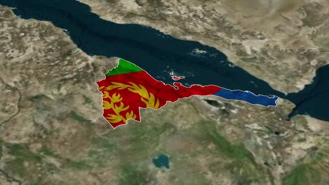 ERITREA Map with ERITREA Flag Inside, Realistic Country Shape Animation