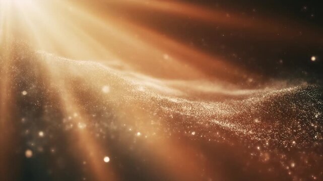 Elegant micro glitter particles ivory orange hues graceful dust waves seamless futuristic surreal ambience cascading softly abstract unique style ultra realistic loop