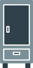 Minimalist vector illustration of a modern wardrobe cabinet with drawer in flat design style