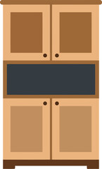 Flat Vector Wooden Kitchen Cabinet Illustration Isolated on White Background