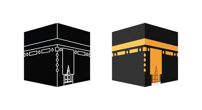 Two depictions of the kaaba in mecca a striking silhouette