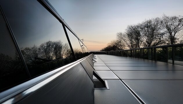 mirror like black aluminum clean lines sharp angles industrial material sleek