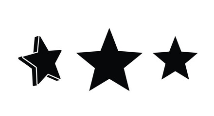 Obraz premium Three black stars arranged in a row simple graphic silhouette