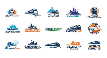 Collection of modern train logos and emblems. © Nabil