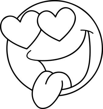 Illustration of an emoji with an in-love facial expression