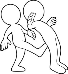 Illustration of an emoji kicking out another emoji