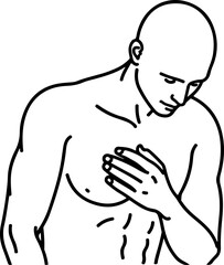 Illustration of a man holding his chest