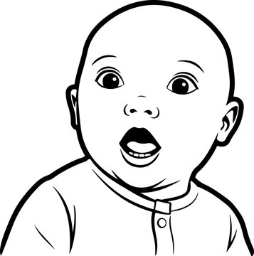 Illustration of a baby with a shocked facial expression